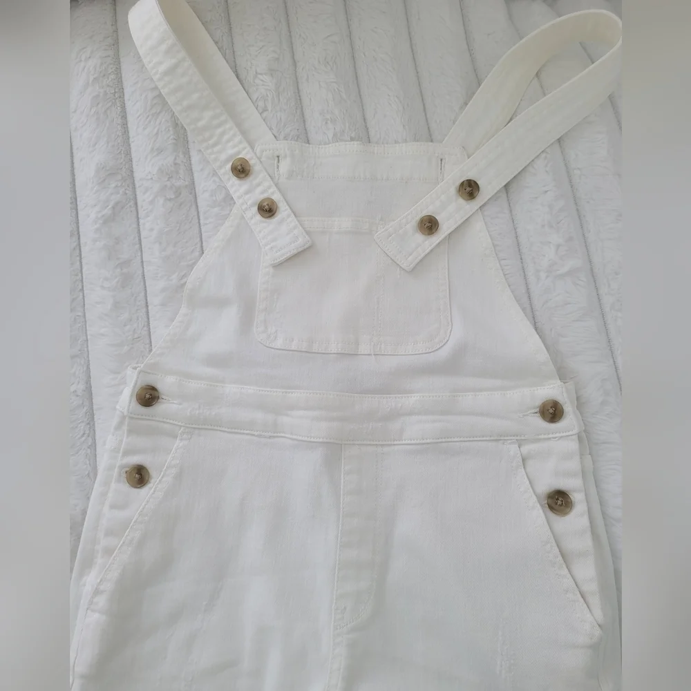 Pilcro and the Letterpress By Anthropologie Off White Jeans Overalls Size 26